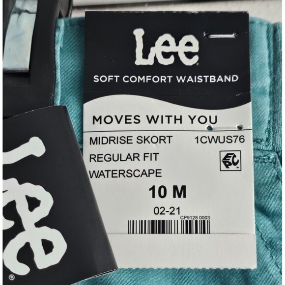 NWT Lee Womens Midrise Skort Size 10 Regular Fit – Water Scape Teal, Casual - Picture 2 of 5